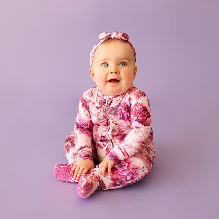 Amira Footie Ruffled Zippered One Piece