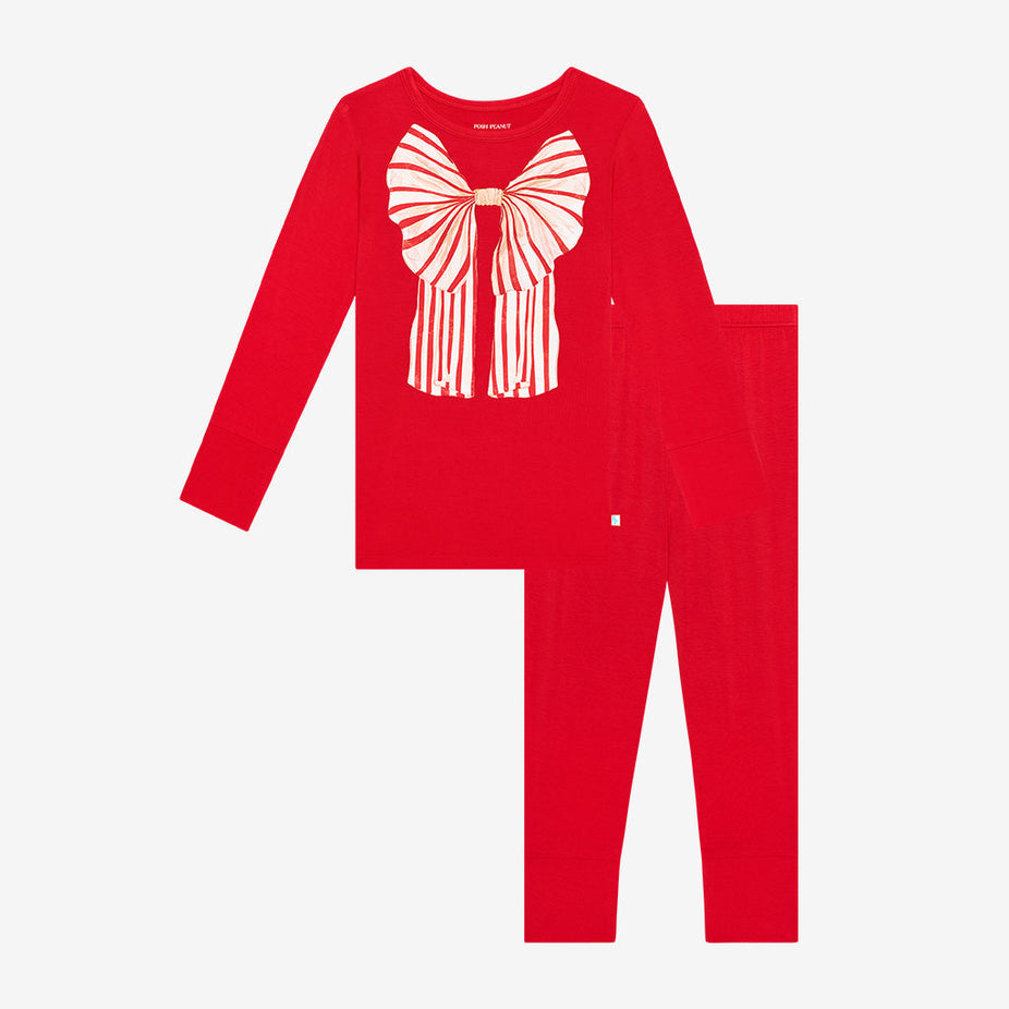 Candy Cane Bow Classic Pajama Set