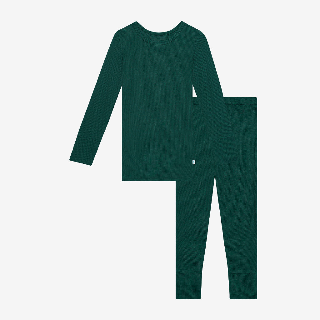 Hunter Green Waffle Classic Pajama Set