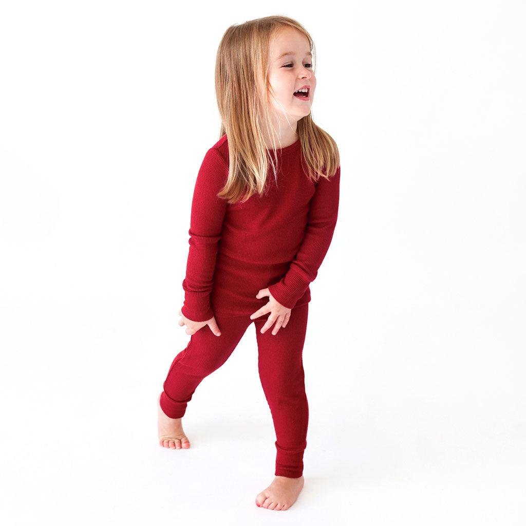 Maroon Waffle Classic Pajama Set