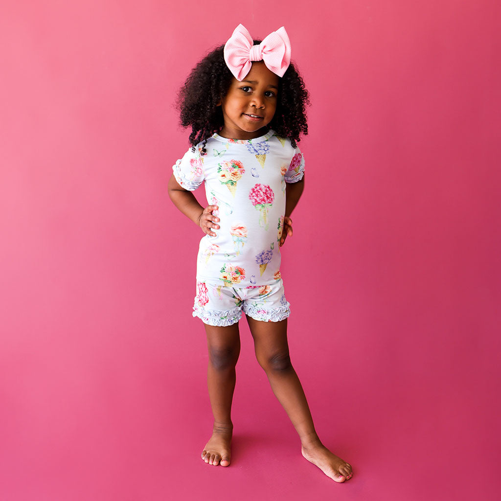 Camille Ruffled Short Sleeve Ruffled Short Pajamas