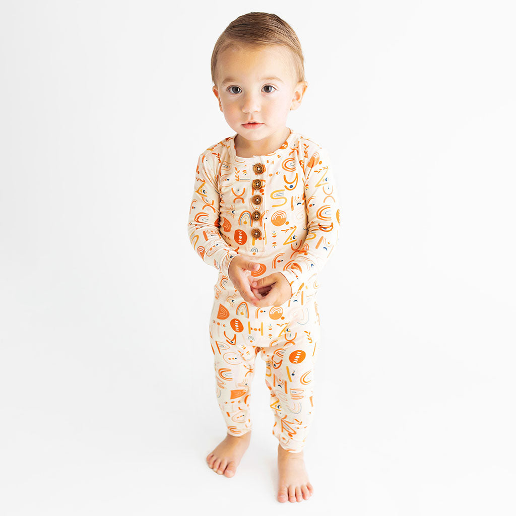 Alphabet Medley Long Sleeve Henley Romper