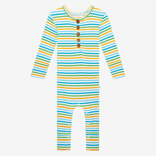 Spunky Stripe Long Sleeve Henley Romper