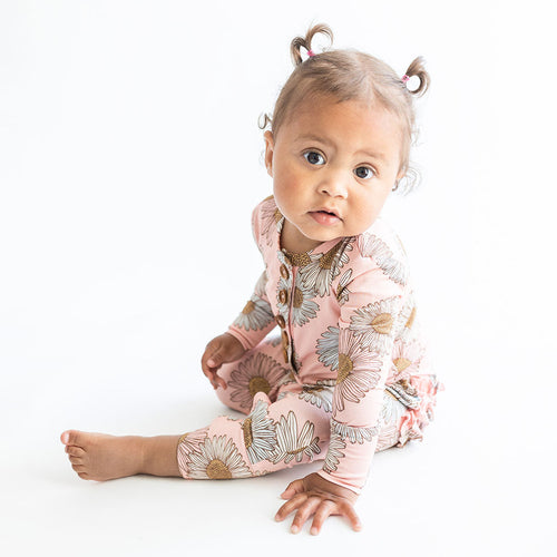 Millie Long Sleeve Ruffled Henley Romper
