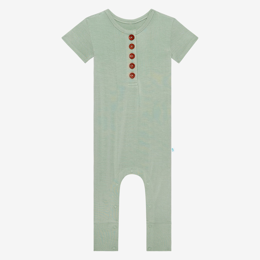 Sage Short Sleeve Henley Romper