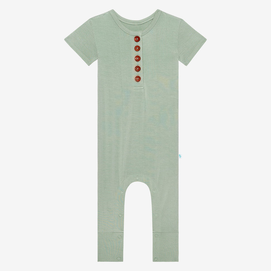 Sage Short Sleeve Henley Romper
