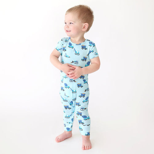 Construction Cars Short Sleeve Romper