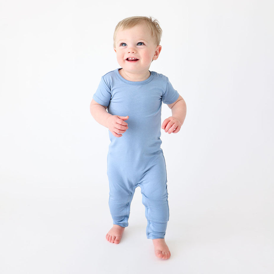 Denim Blue Short Sleeve Romper