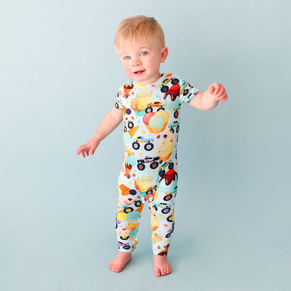 Monster Trucks Short Sleeve Romper