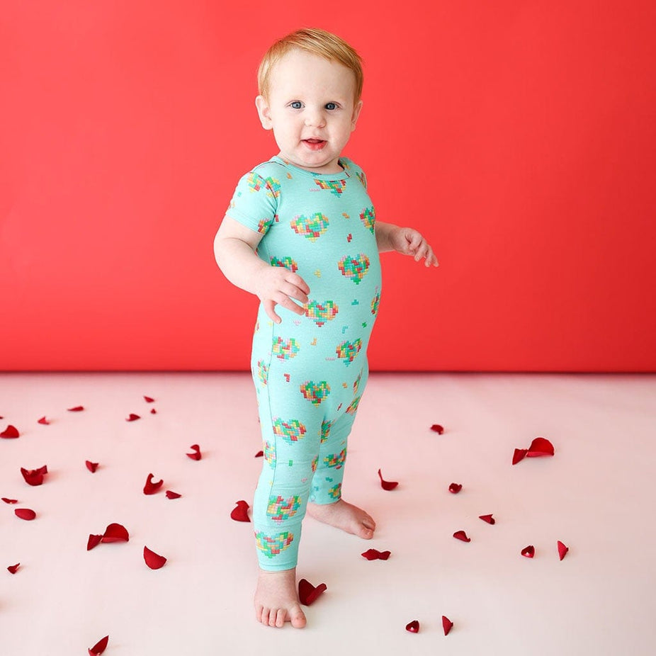 Pixel Hearts Short Sleeve Romper
