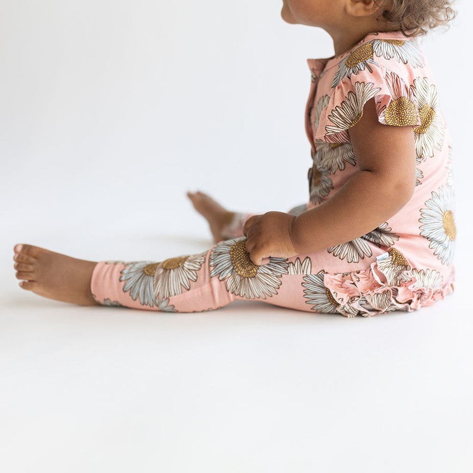 Millie Ruffled Cap Sleeve Henley Romper