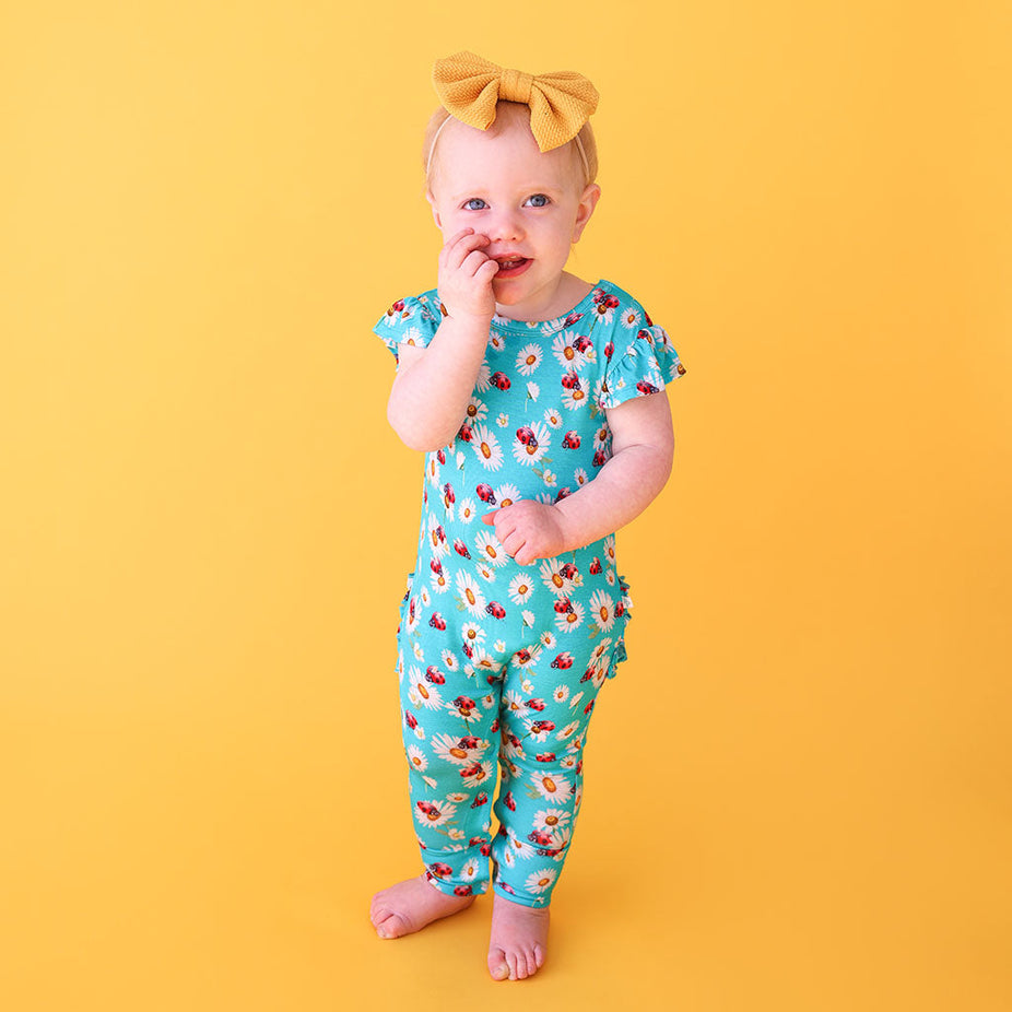 Ladybug Ruffled Cap Sleeve Romper
