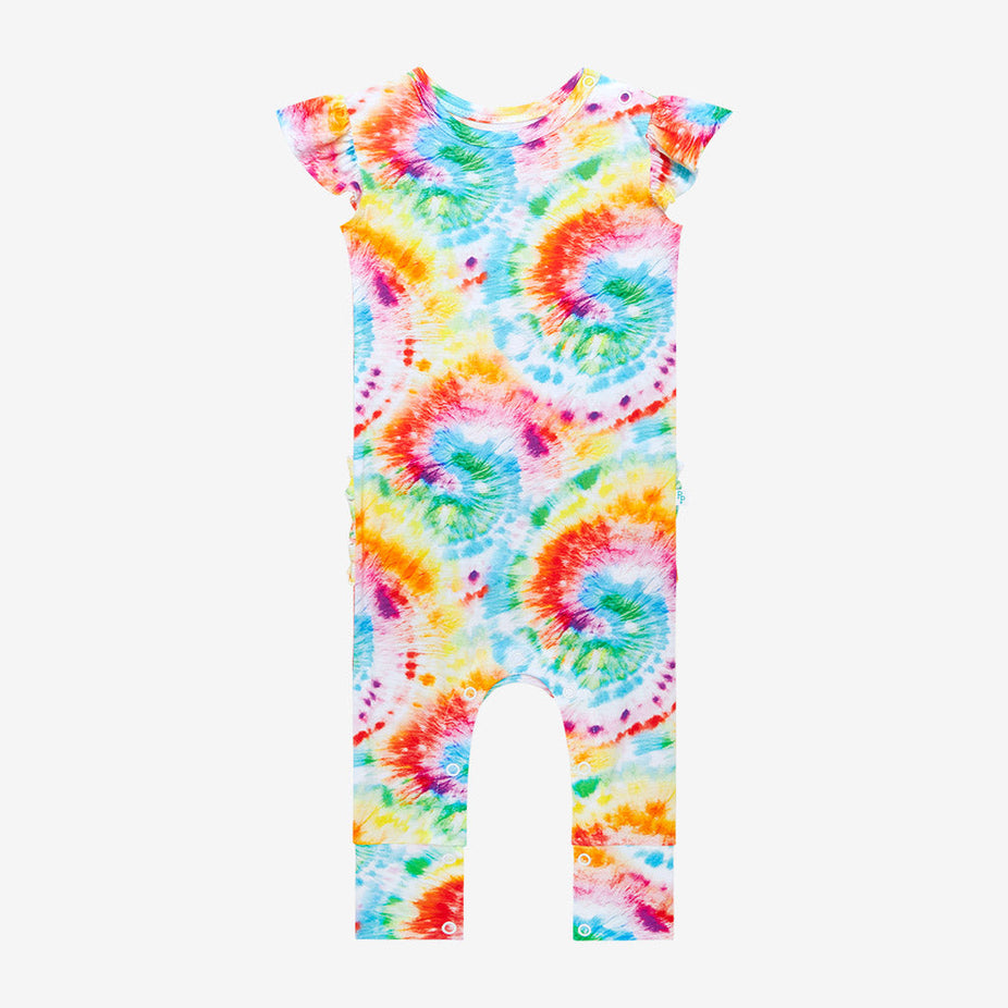 Totally Tie Dye Ruffled Cap Sleeve Romper