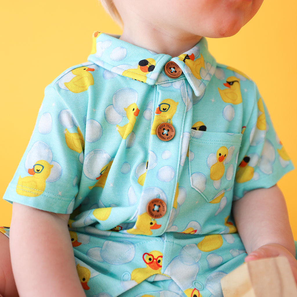 Ducky Short Sleeve Collared Henley Shortall