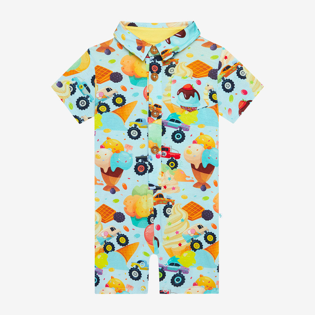 Monster Trucks Short Sleeve Collared Henley Shortall