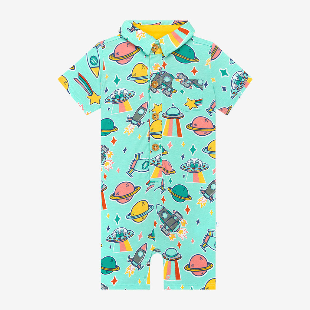 UFO Short Sleeve Collared Henley Shortall