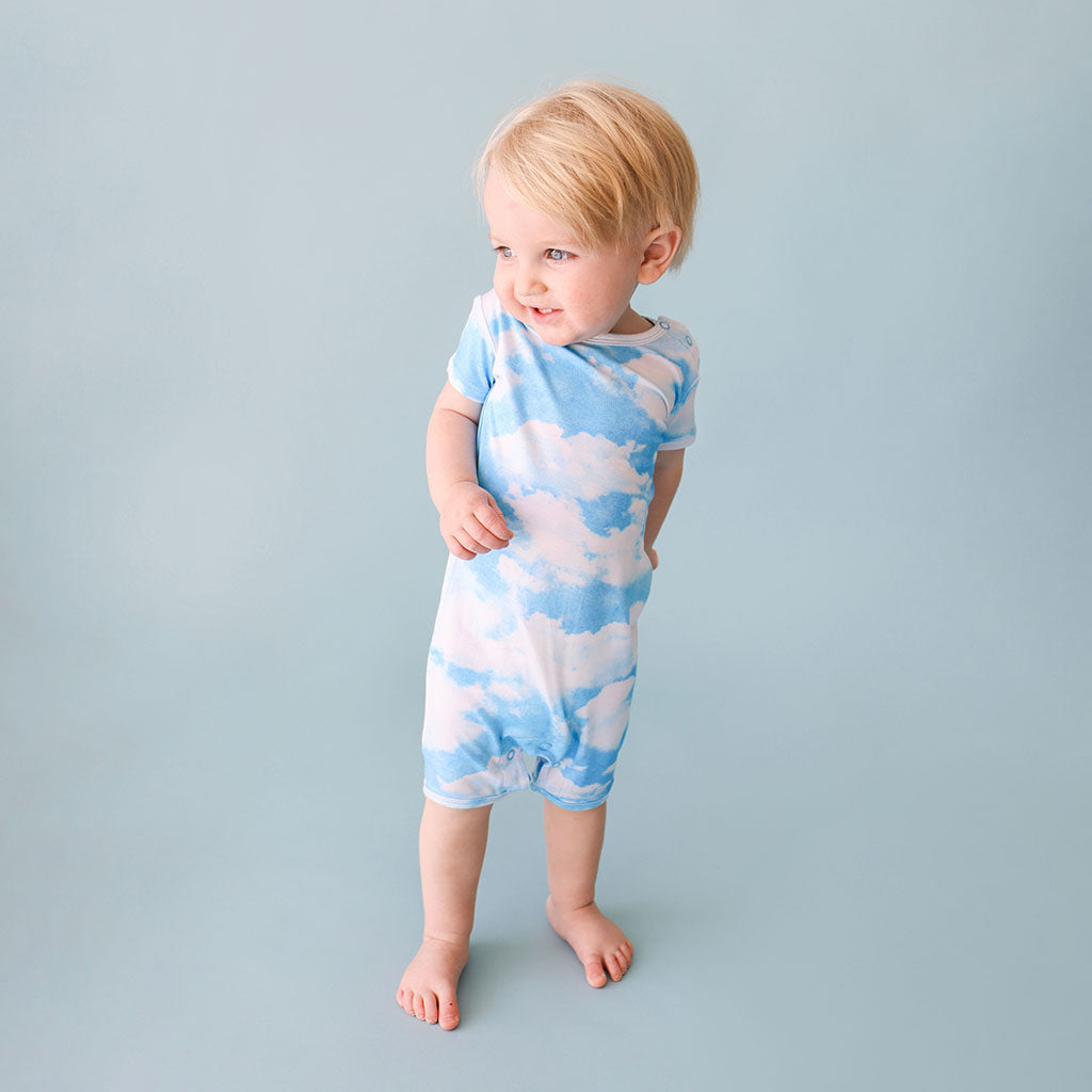 Cloudy Day Short Sleeve Short Romper