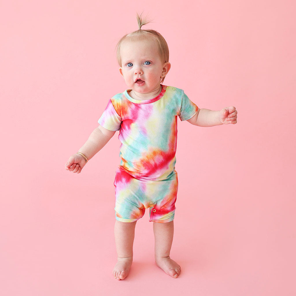 Rainbow Tie Dye Short Sleeve Short Romper
