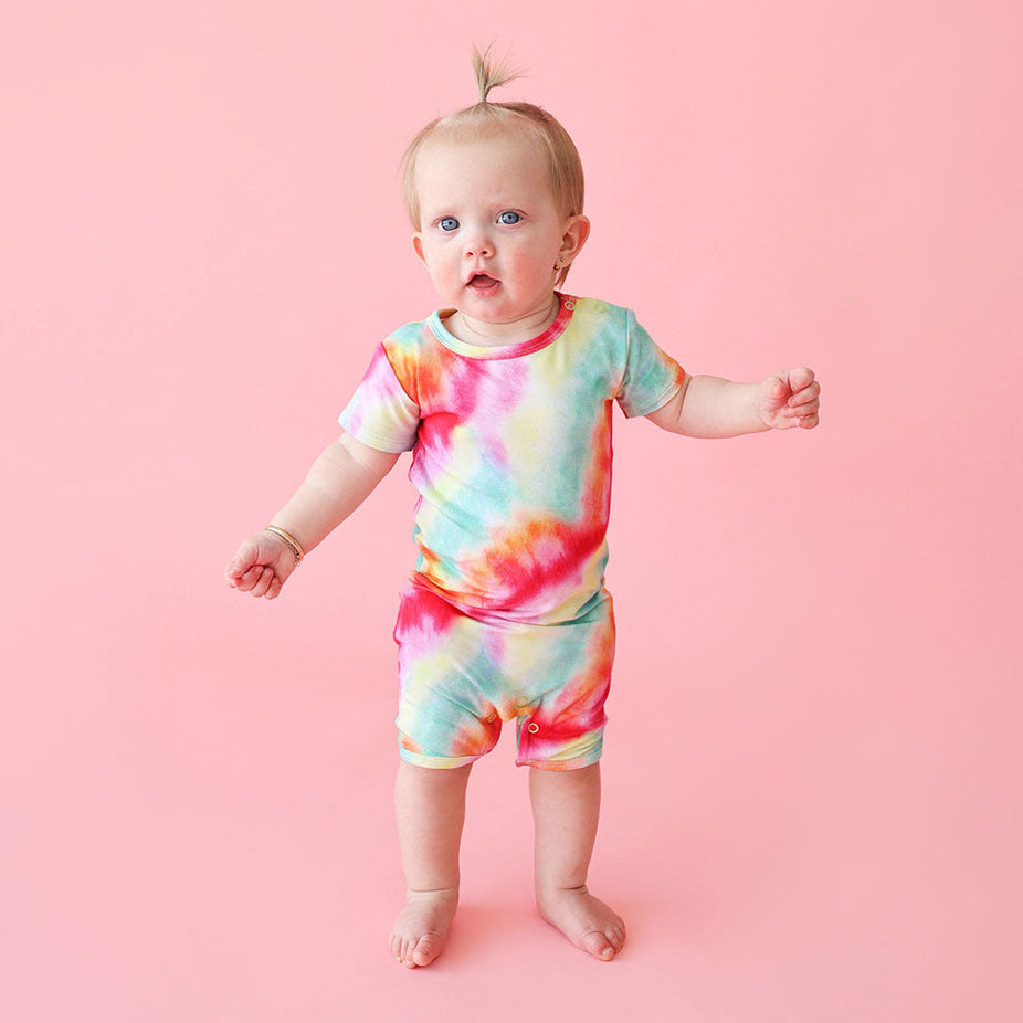 Rainbow Tie Dye Short Sleeve Short Romper