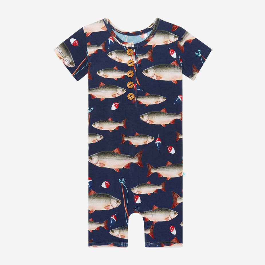 Posh Fishing Short Sleeve Henley Short Romper