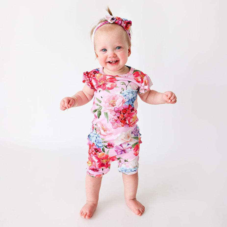 Brisa Ruffled Cap Sleeve Short Romper