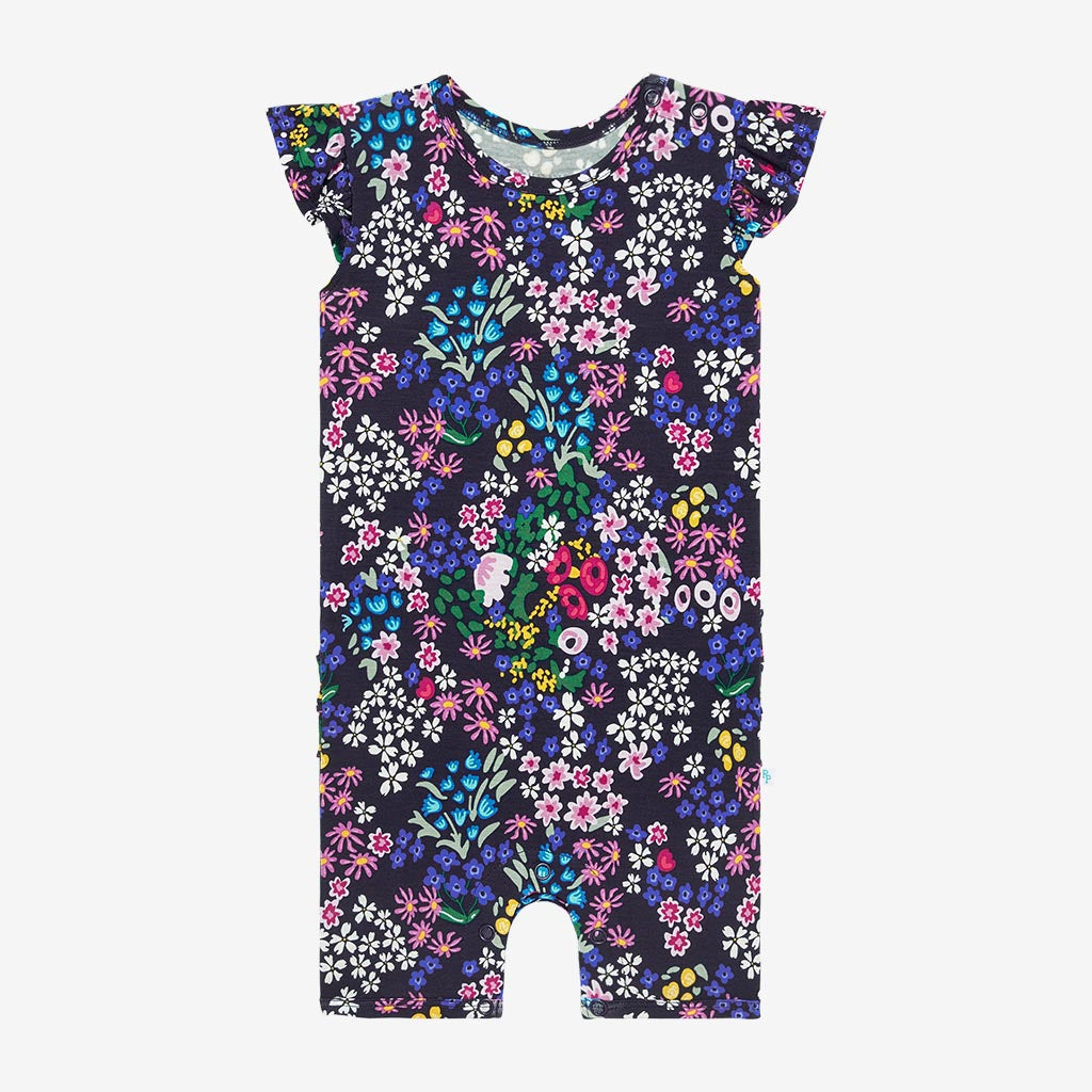 Endra Ruffled Cap Sleeve Short Romper