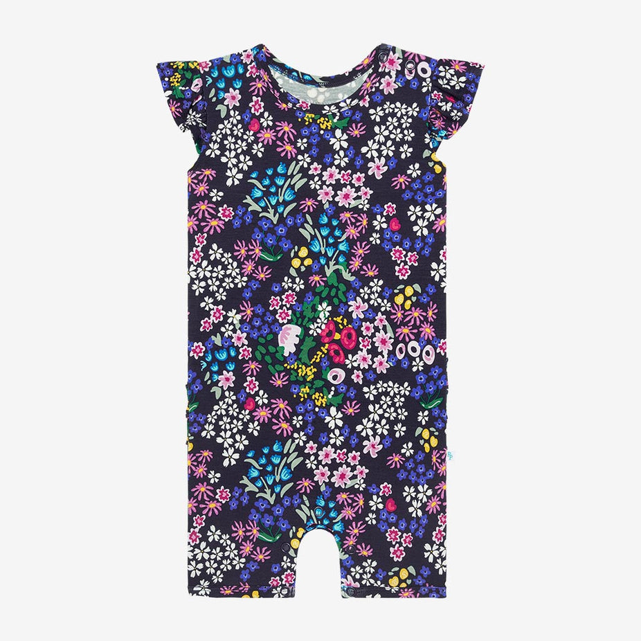 Endra Ruffled Cap Sleeve Short Romper