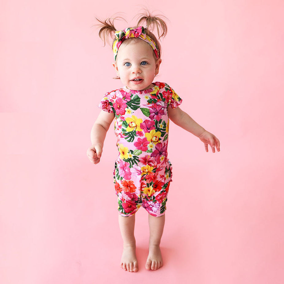 Malana Ruffled Cap Sleeve Short Romper