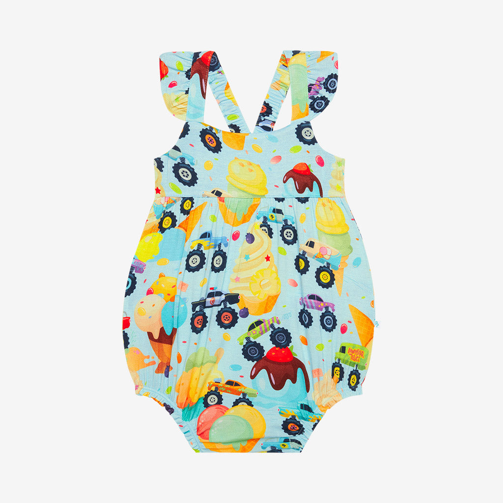 Monster Trucks Ruffled Bubble Romper