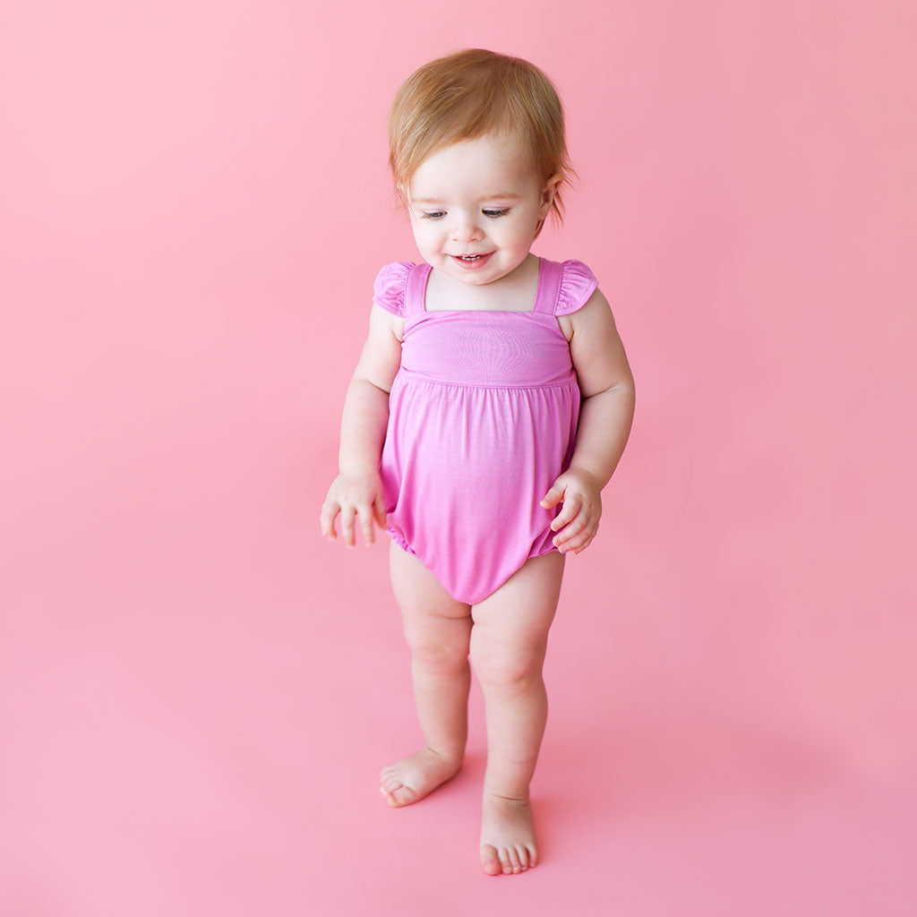Pink Peony Ruffled Bubble Romper