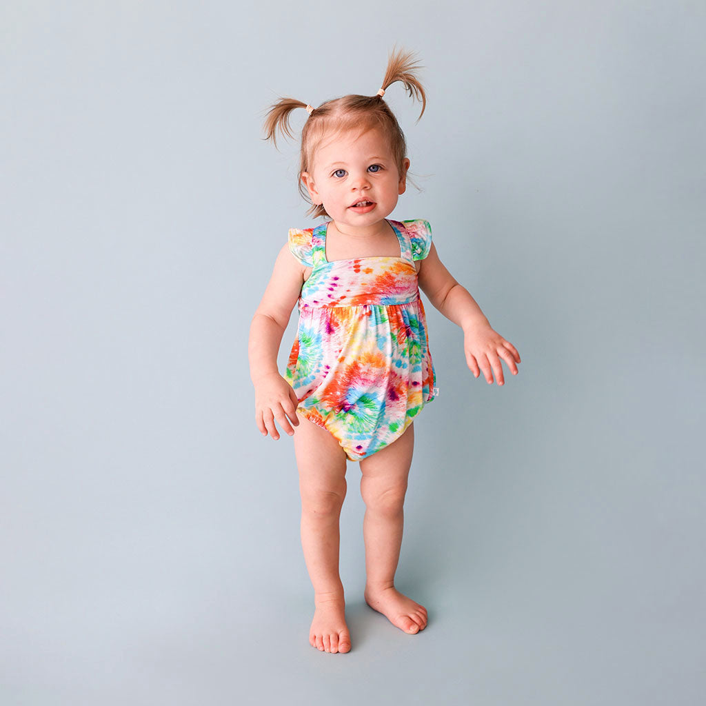 Totally Tie Dye Ruffled Bubble Romper