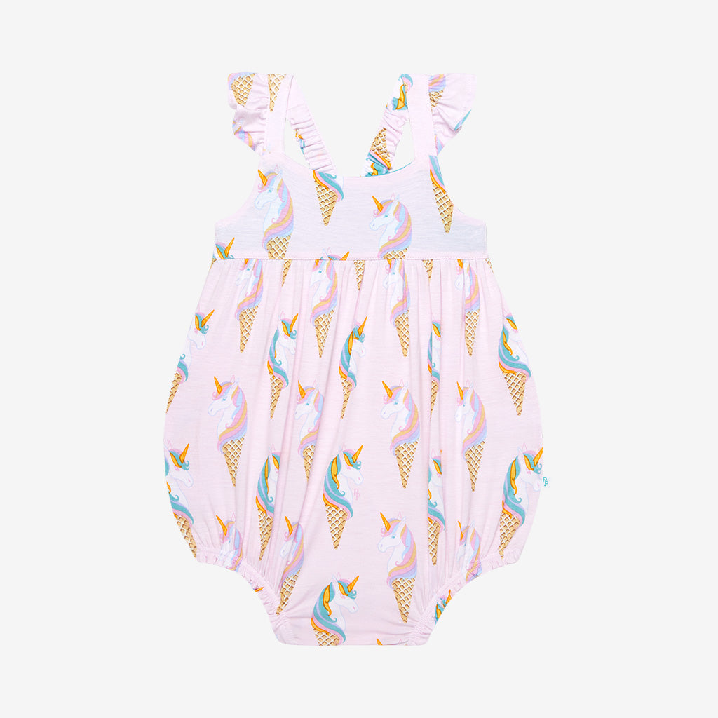 Unicorn Ice Cream Ruffled Bubble Romper
