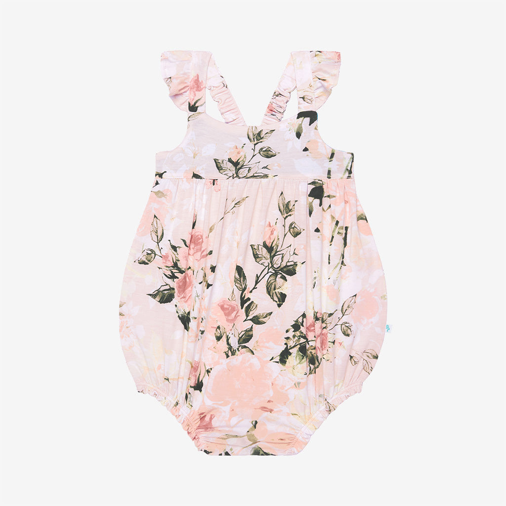 Vintage Pink Rose Ruffled Bubble Romper