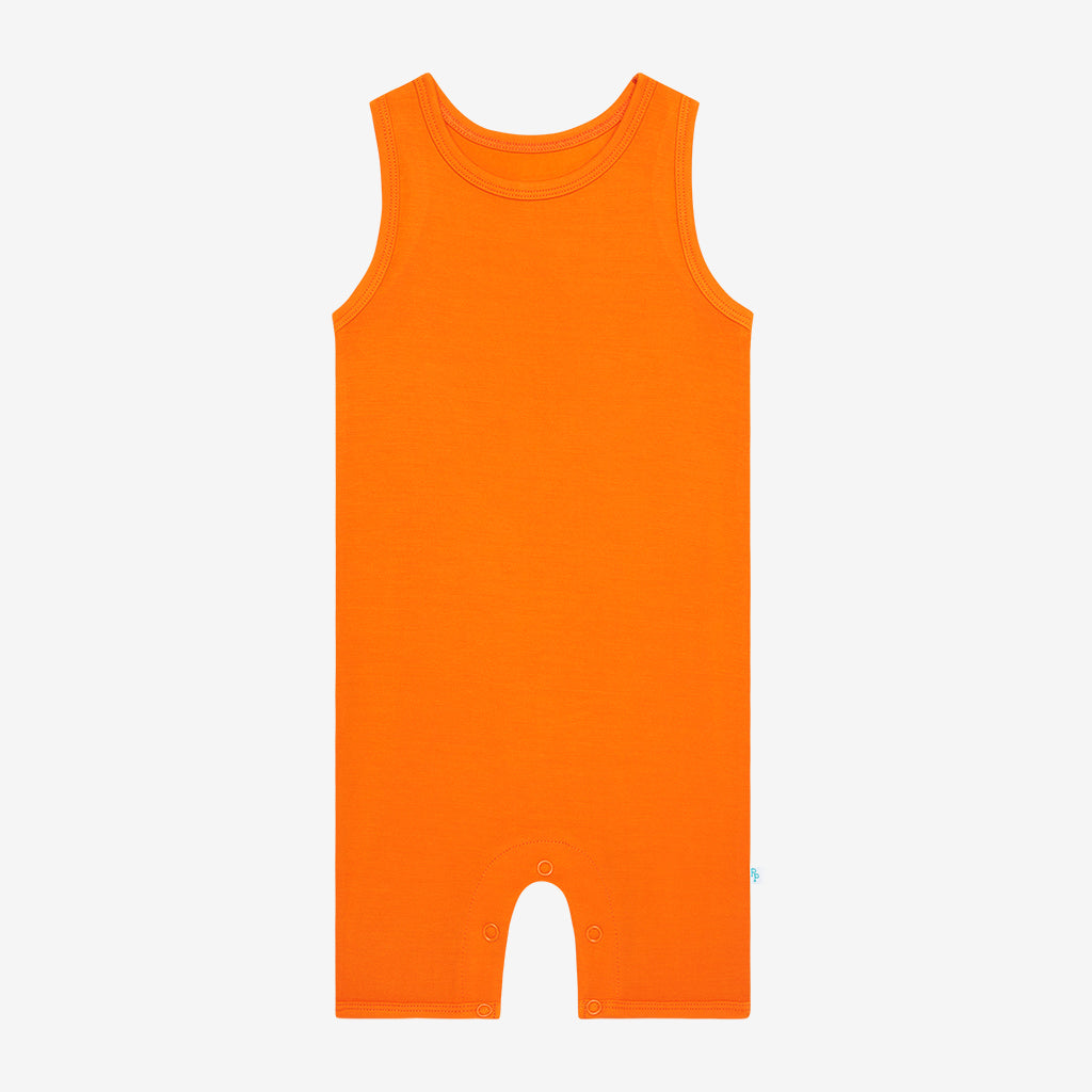 Sunset Orange Racerback Short Romper