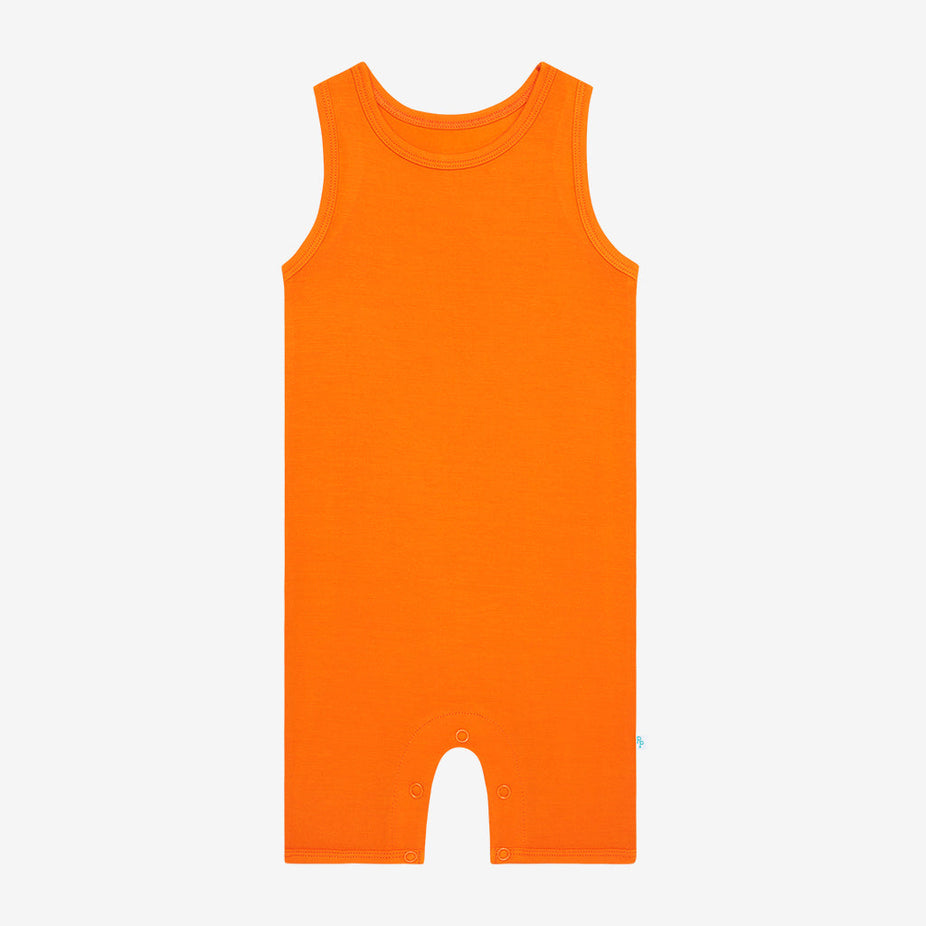 Sunset Orange Racerback Short Romper
