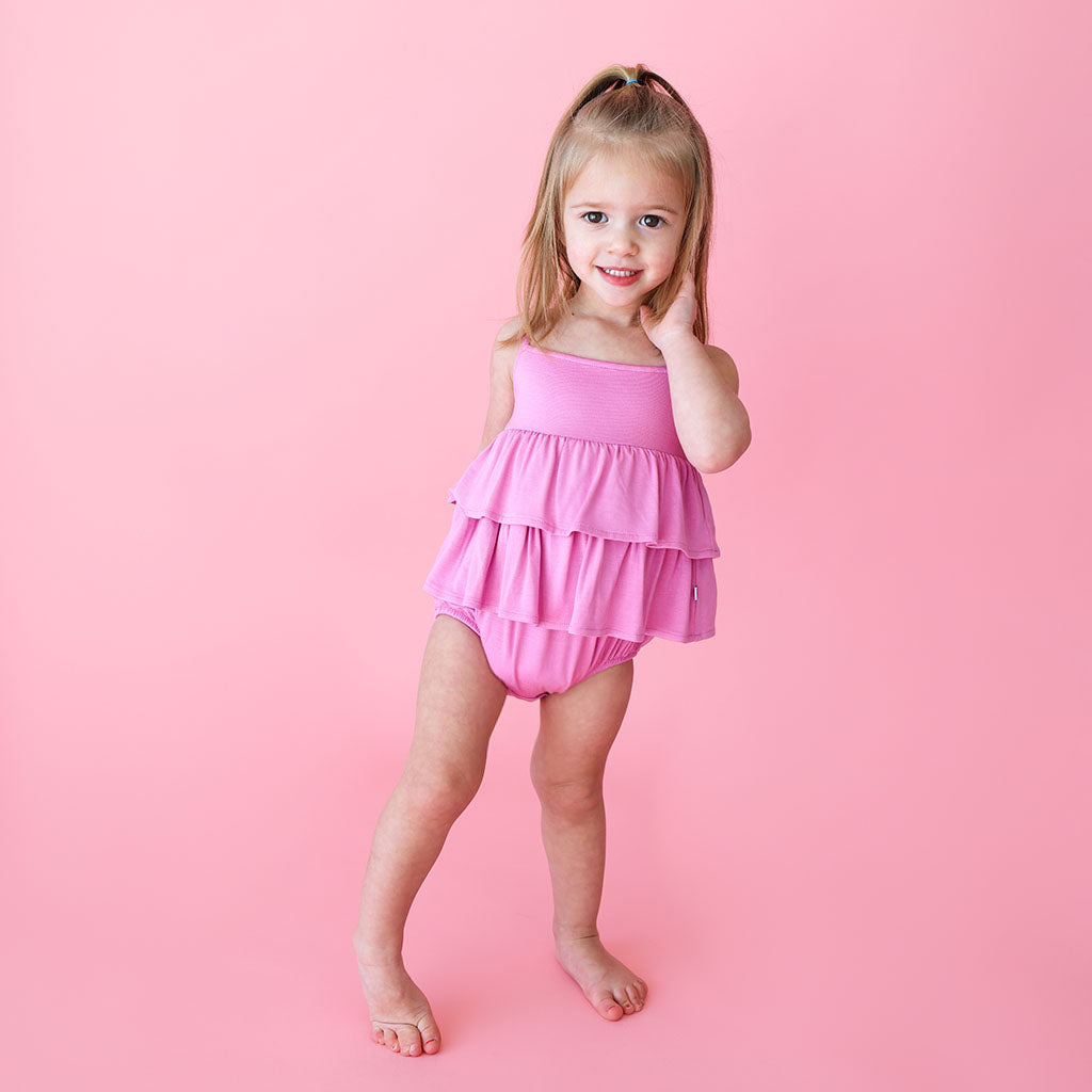 Pink Peony Ruffled Bubble Romper