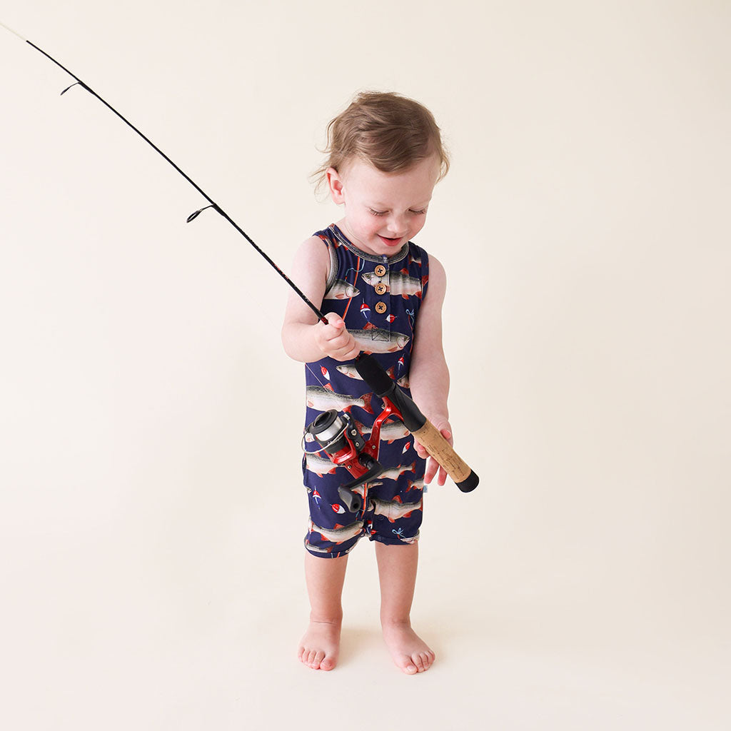 Posh Fishing Racerback Henley Short Romper