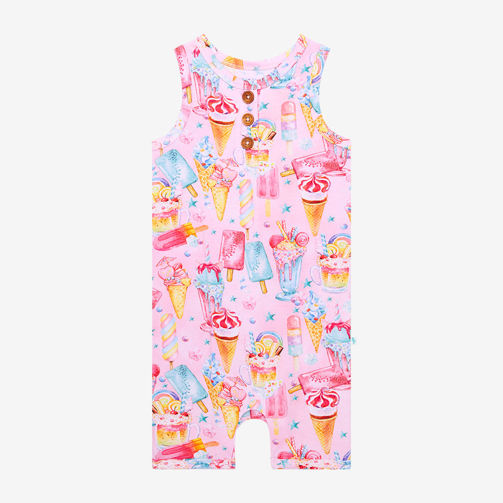 Priscilla Racerback Henley Short Romper
