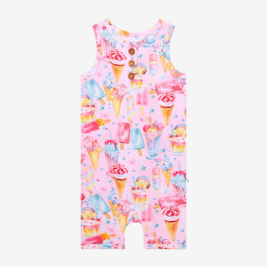 Priscilla Racerback Henley Short Romper
