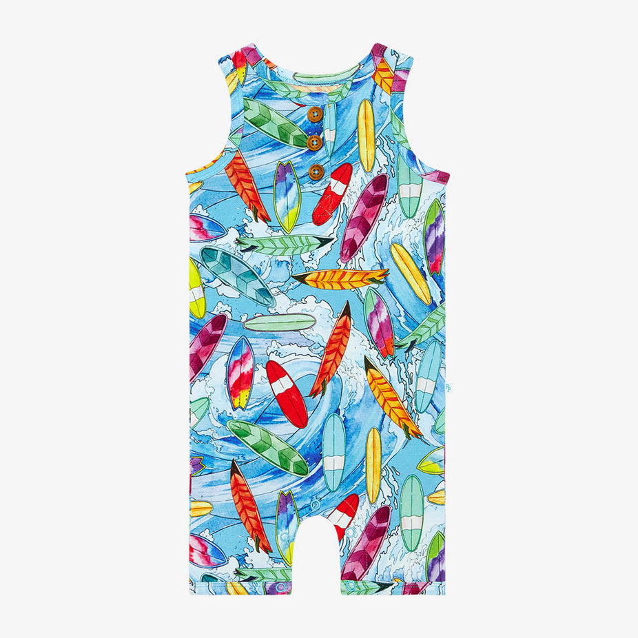 Wave Racerback Henley Short Romper