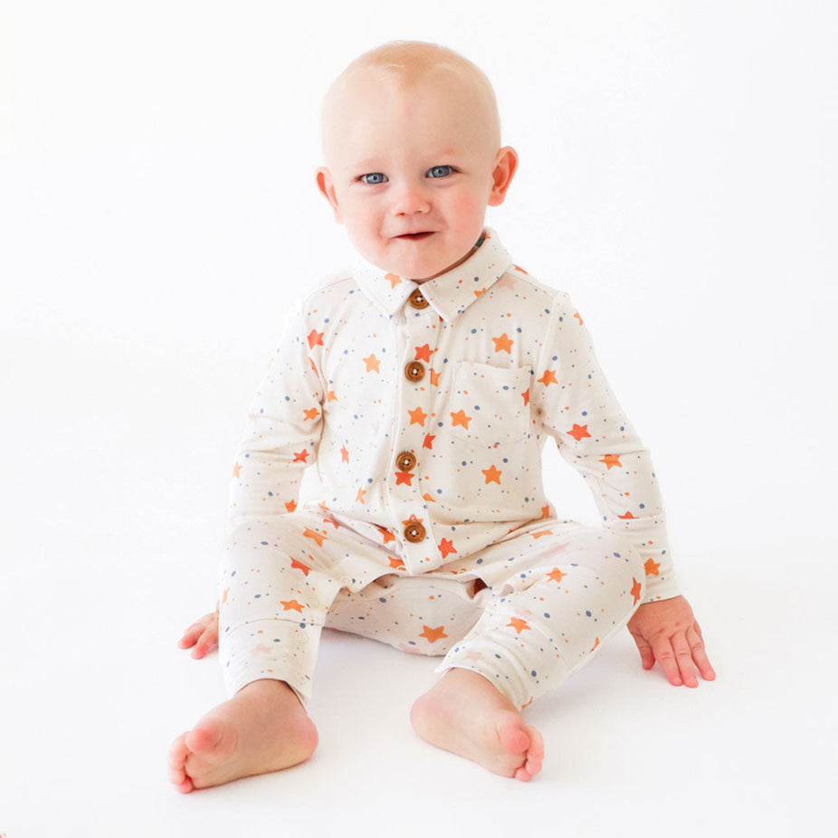 Jetson Long Sleeve Collared Henley Romper