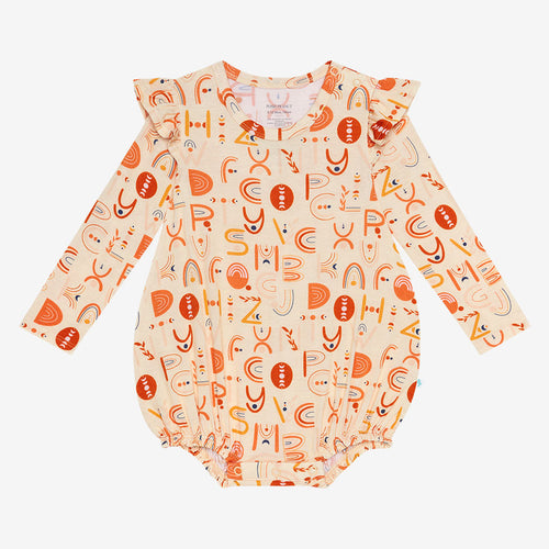 Alphabet Medley Ruffled Long Sleeve Bubble Romper