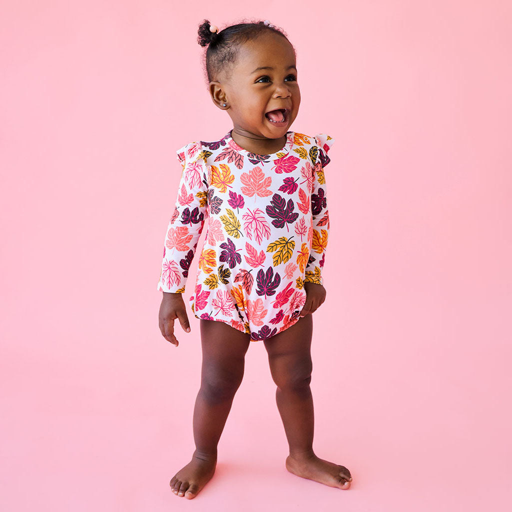 Autumn Ruffled Long Sleeve Bubble Romper