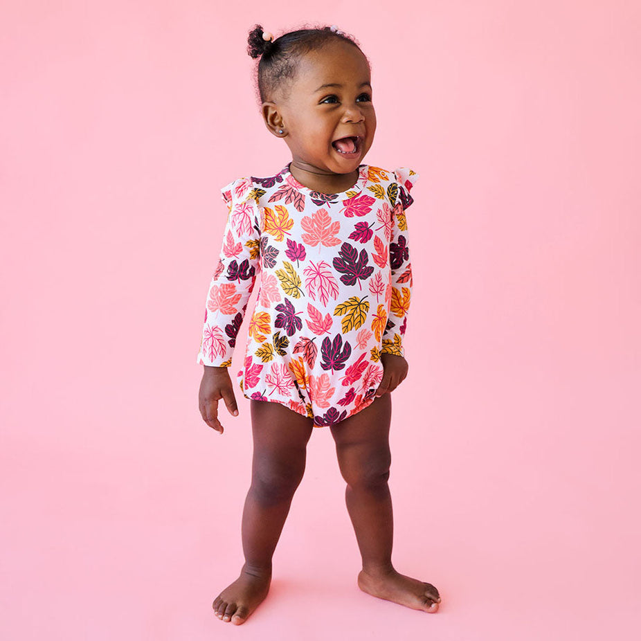 Autumn Ruffled Long Sleeve Bubble Romper