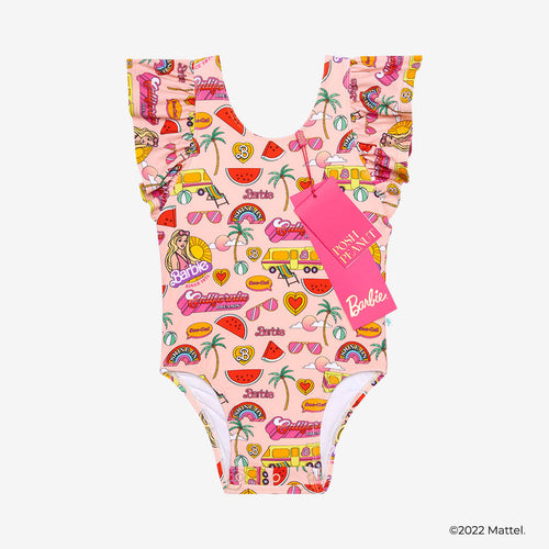 Malibu Barbie™ Ruffled Cap Sleeve One Piece Swimsuit