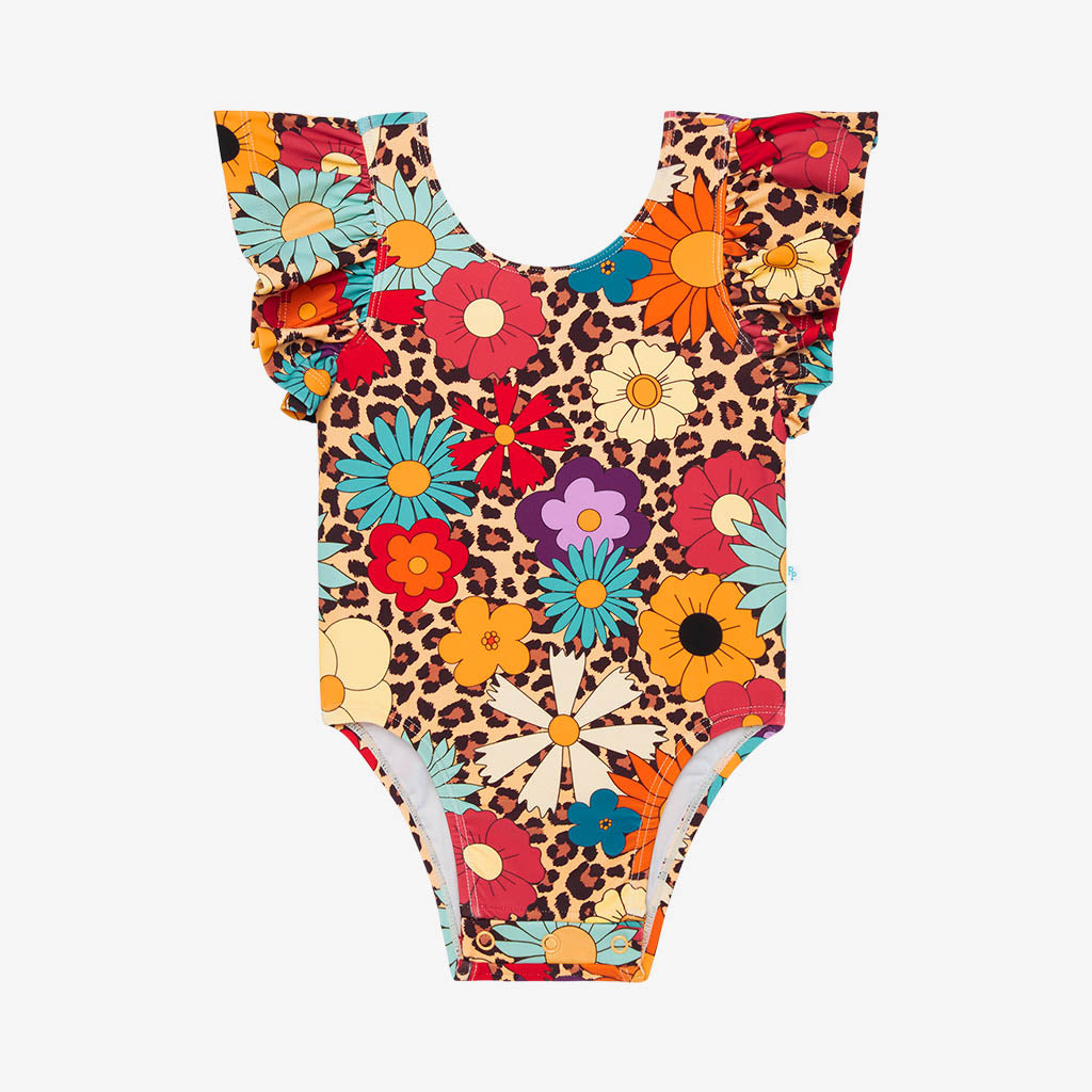 Moonbeam Ruffled Cap Sleeve One Piece Swimsuit