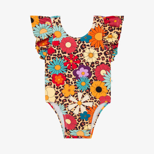 Moonbeam Ruffled Cap Sleeve One Piece Swimsuit