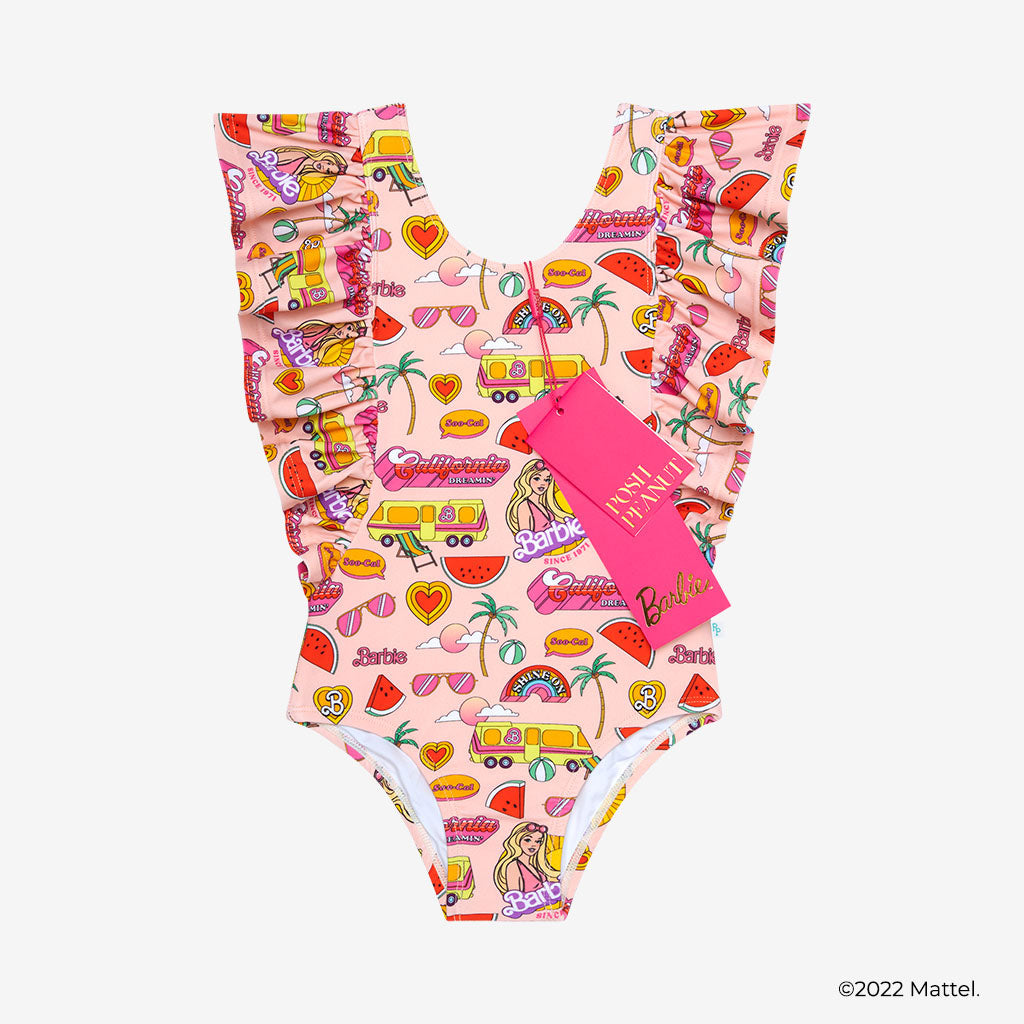 Malibu Barbie™ Flutter Sleeve One Piece Swimsuit