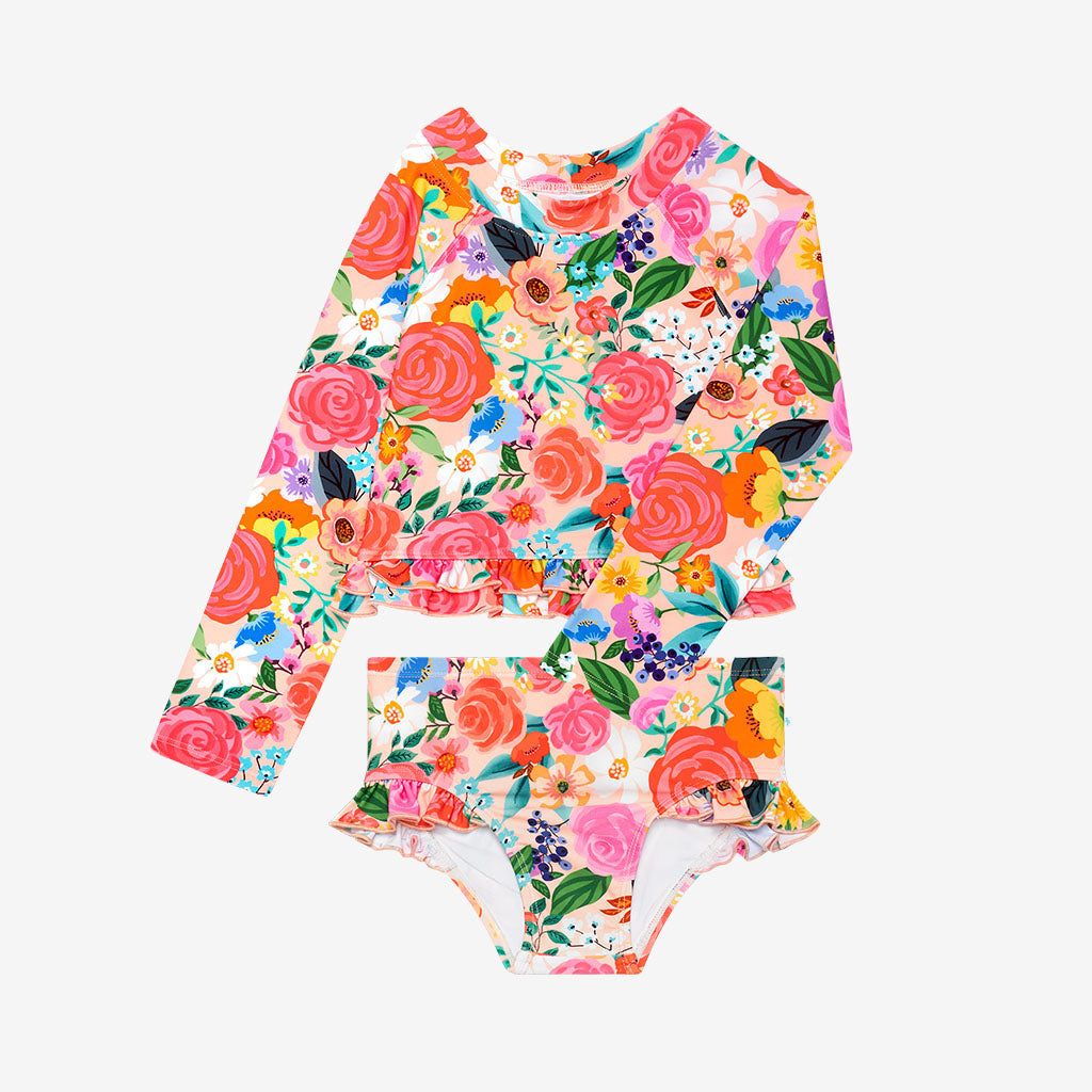 Petra Long Sleeve Rash Guard Ruffled Bummie Set