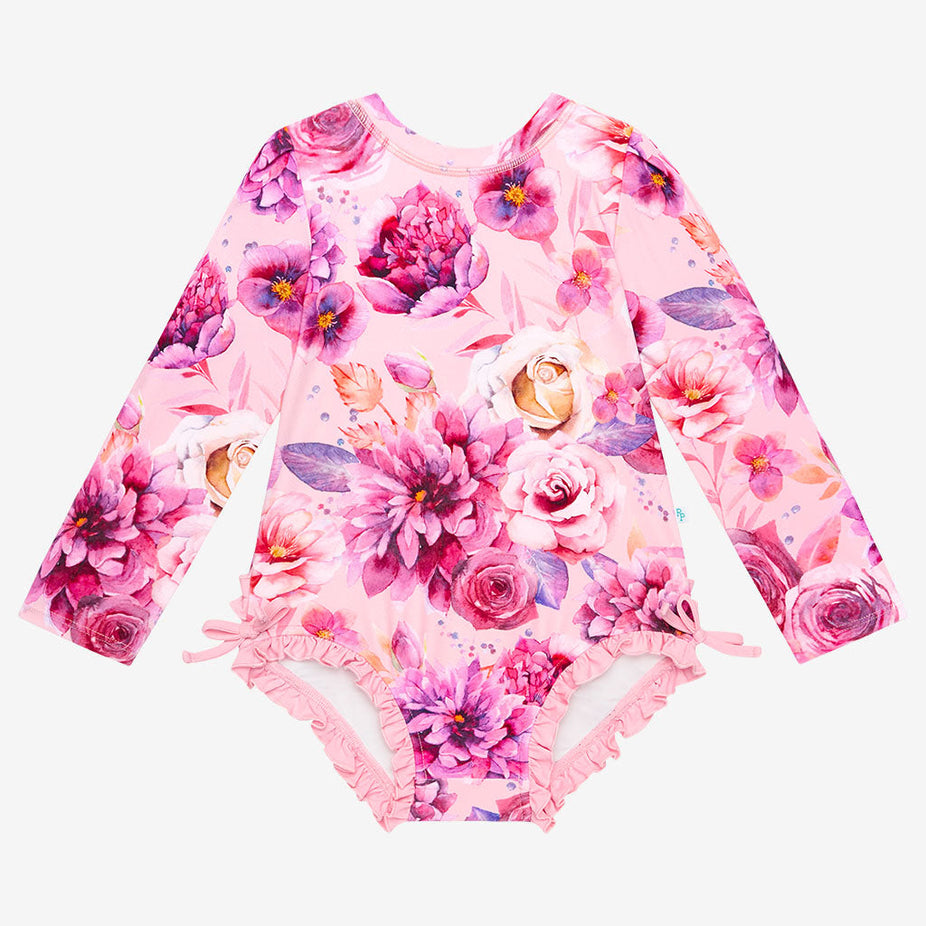 Amira Long Sleeve Ruffled Rash Guard Swimsuit